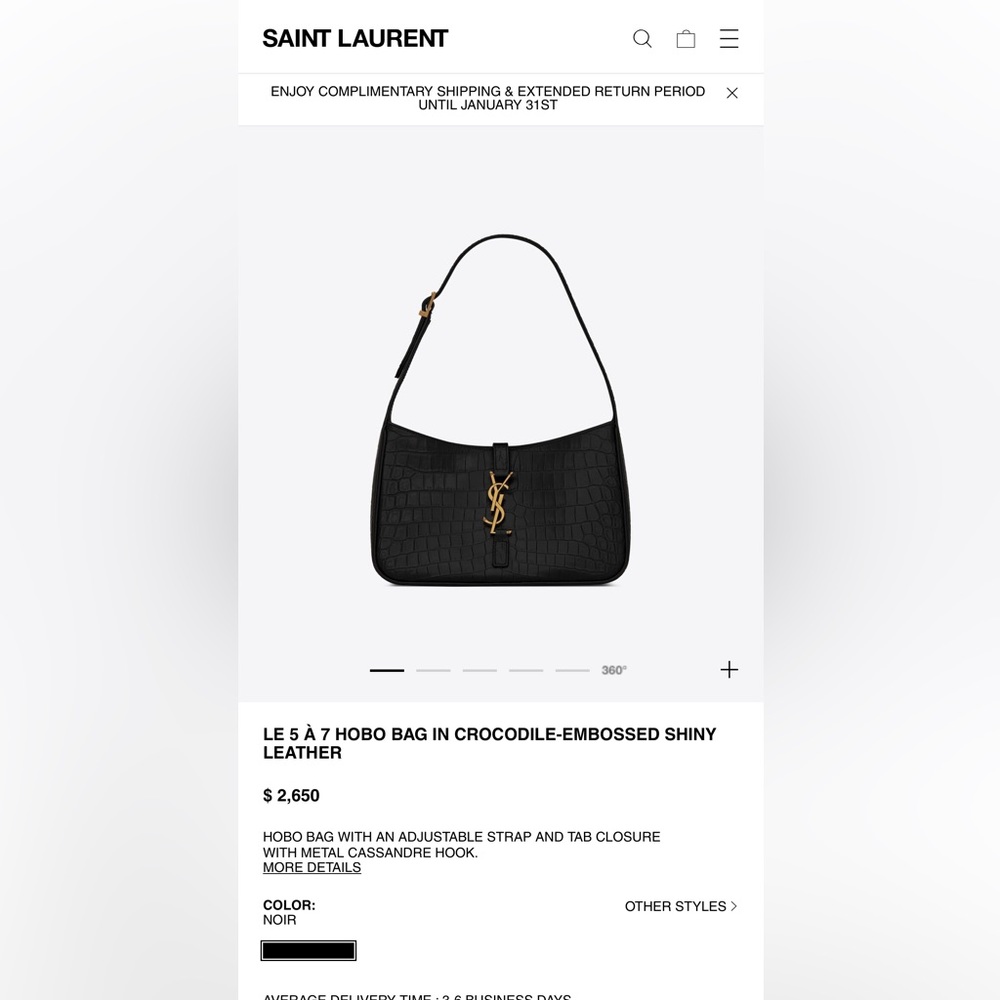 Saint Laurent Croc Print Shoulder Bag - Picture 13 of 15
